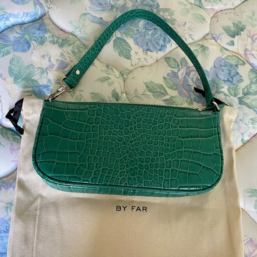 By Far RACHEL EMERALD GREEN EME CROCO EMBOSSED